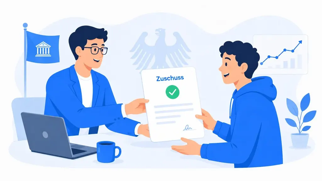 Illustration: Beratungsgespräch zum Gründungszuschuss der Agentur für Arbeit