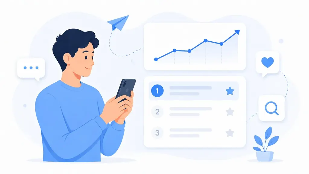 Illustration: Content-Marketing-System mit Artikel, Newsletter und Suchsichtbarkeit
